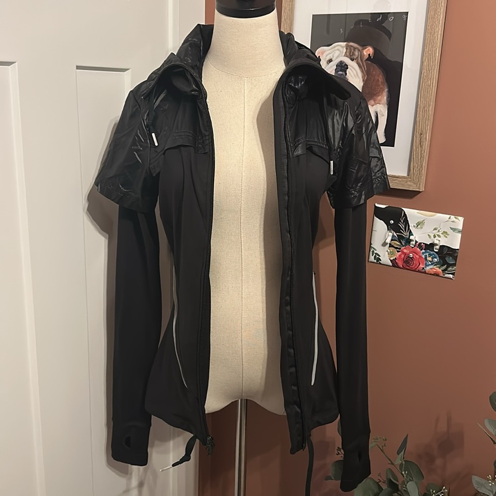 Adidas Stella McCartney women’s black high collar pockets fitted whistle S coat - Picture 8 of 16